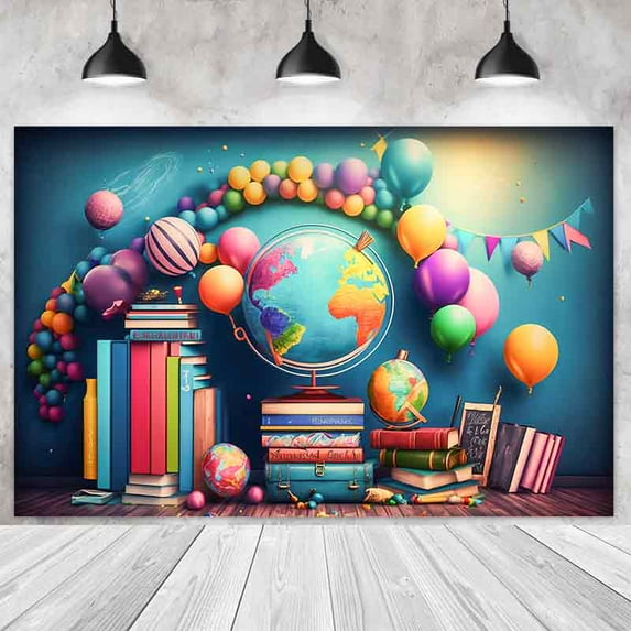 Back To School Party Backdrops School Students Celebrating Photography 3D Cake Smash Backgrounds For Photo Shoot Studio