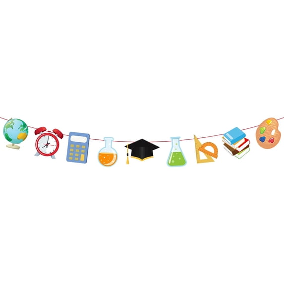 Back To School Party Banner Classroom Welcome Decor Hanging School Theme Bunting
