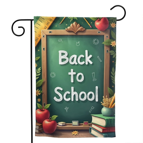 Back To School Polyester Garden Flag 12.5x18 Inch - Double Sided Classroom Teacher Outdoor Yard Banner