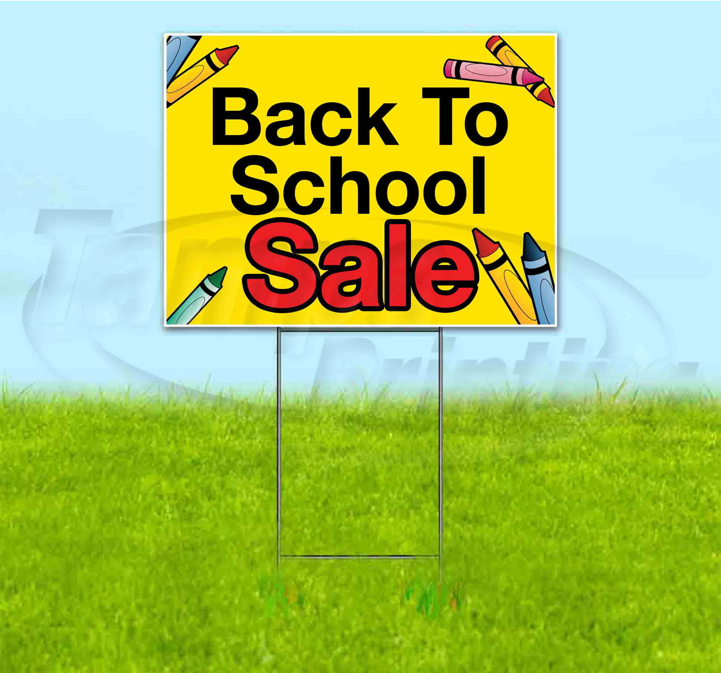 Back To School Sale (18" x 24") Yard Sign, Includes Metal Step Stake