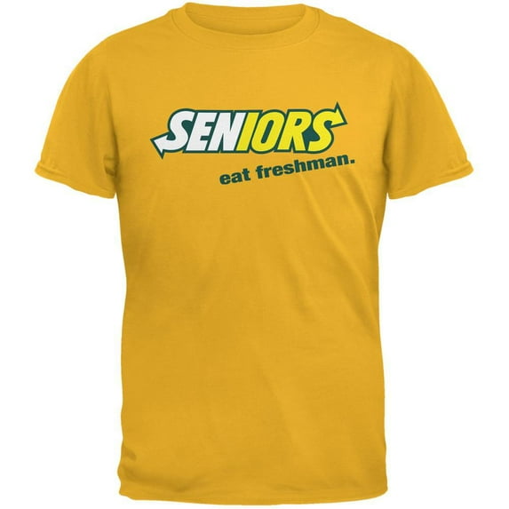 Back To School Seniors Eat Freshman Parody Gold Adult T-Shirt - 2X-Large