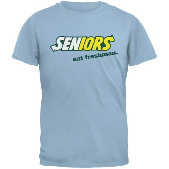 Back To School Seniors Eat Freshman Parody Light Blue Adult T-Shirt - Small