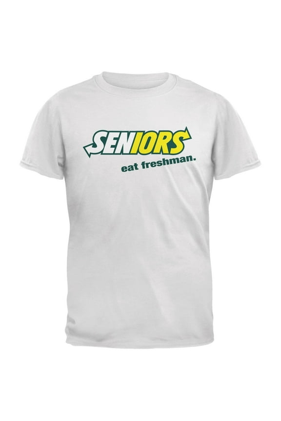 Back To School Seniors Eat Freshman Parody White Adult T-Shirt - 2X-Large
