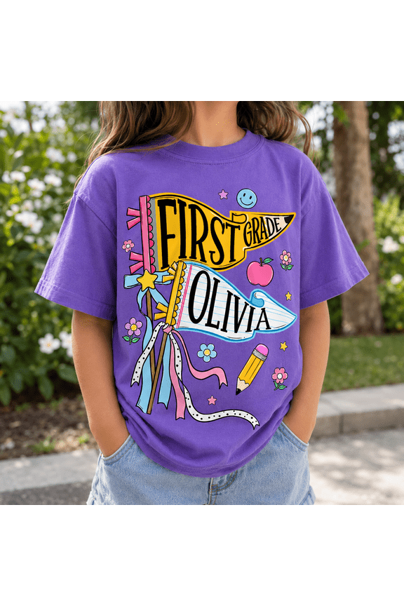 Back To School Shirt, Custom Grade Pencil Name Tee, Cute First Day Of School Outfit, Student Classroom Gift for School Year