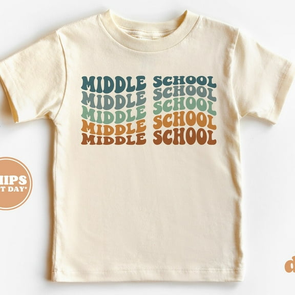 Back To School Shirt, First Day Of Middle School Shirt For Girls, Boys, Groovy, Retro, Toddler Shirt TODDLER SHORT SLEEVE TEE BELLA CANVAS 3001T