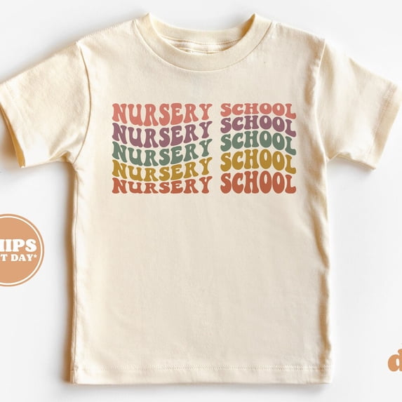 Back To School Shirt, First Day Of Nursery School Shirt For Girls, Boys, Groovy, Retro, Toddler Shirt TODDLER SHORT SLEEVE TEE BELLA CANVAS 3001T