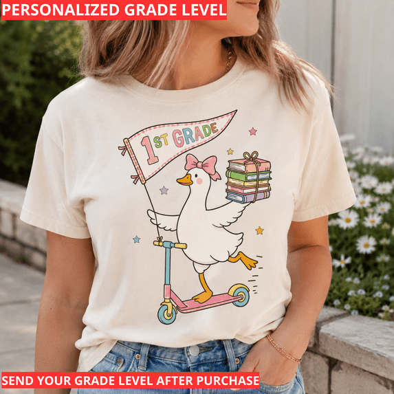 Back To School Shirt, Personalized Grade Level Shirt, Custom Goose School Outfit, Cute Student Classroom Tee, First Day Of School Gift