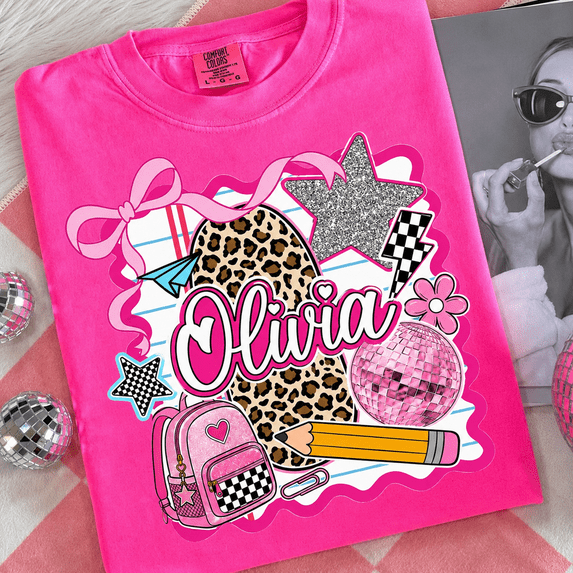 Back To School Shirt, Personalized Name Student Shirt, Custom Pencil Backpack Outfit, First Day of School Gift, Teacher Student Shirt