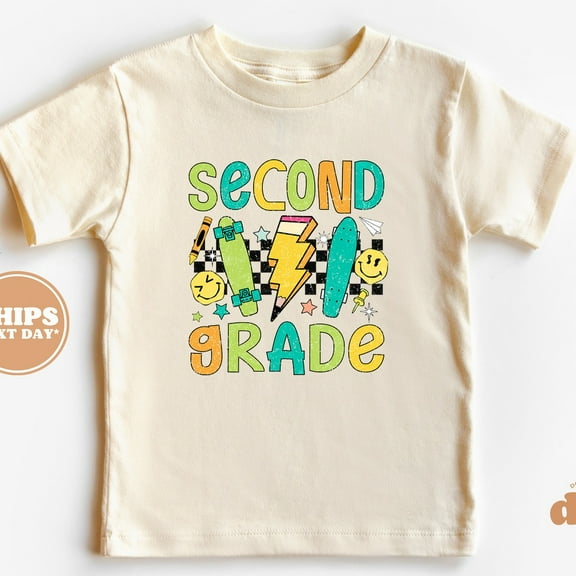 Back To School Shirt - Second Grade Cute Skateboard Kids Shirt - First Day Of School Retro Tee TODDLER SHORT SLEEVE TEE BELLA CANVAS 3001T