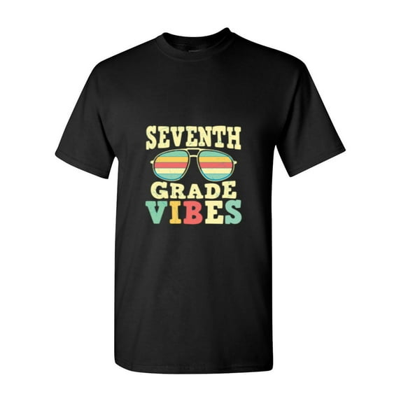 Back To School Student With Retro Groovy Seventh Grade Vibes Unisex T-Shirt, for men & women, up to size 5XL