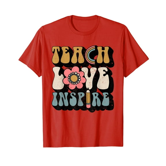 Back To School Teach Love Inspire Retro Teachers Women Gift T-Shirt Teach Teachers Teaching Funny Shirts