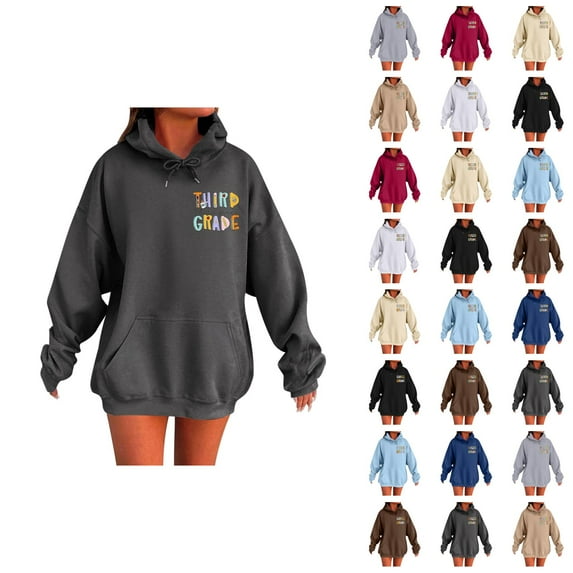 Back To School Teacher Hoodies for Women 2025 Fall Winter Long Sleeve Hooded Sweatshirt with Pockets Pullover Tops