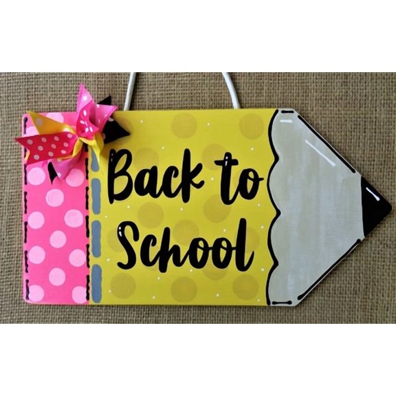 Back To School Teacher Pencil Sign Plaque School Class Classroom Wall Hanger