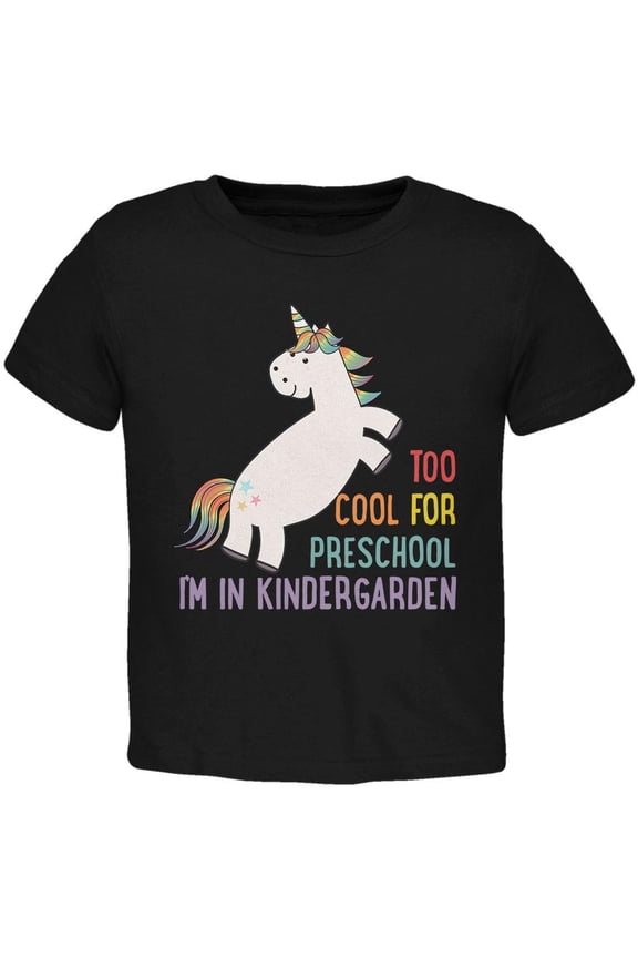Back To School Too Cool For Preschool kindergartener Unicorn Toddler T Shirt Black 3T