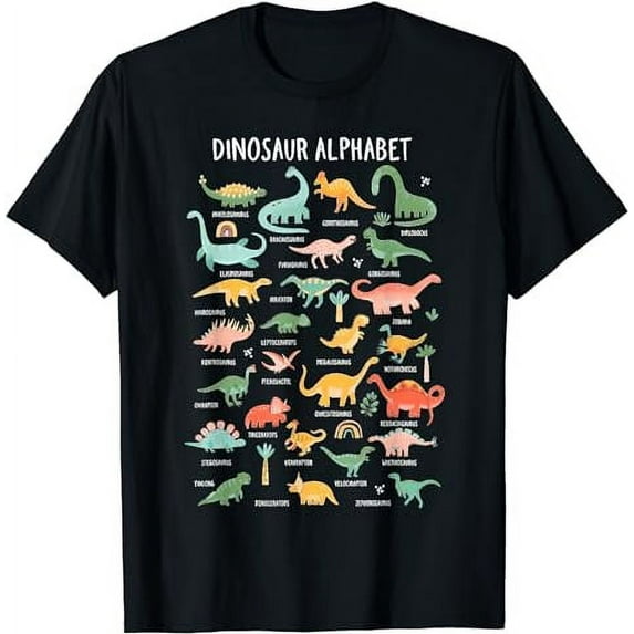 Back To School Types Of Dinosaurs Alphabet Identification T-Shirt