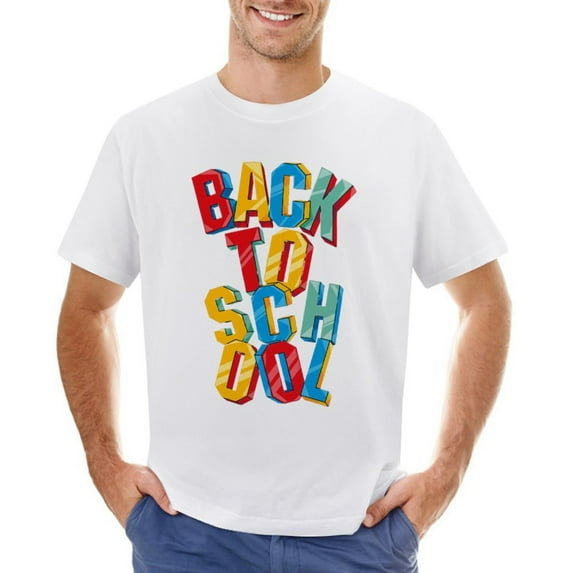 Back To School Vintage T-shirt Mens Cotton Classic Crewneck Short Sleeve Tees Unisex White 3XL