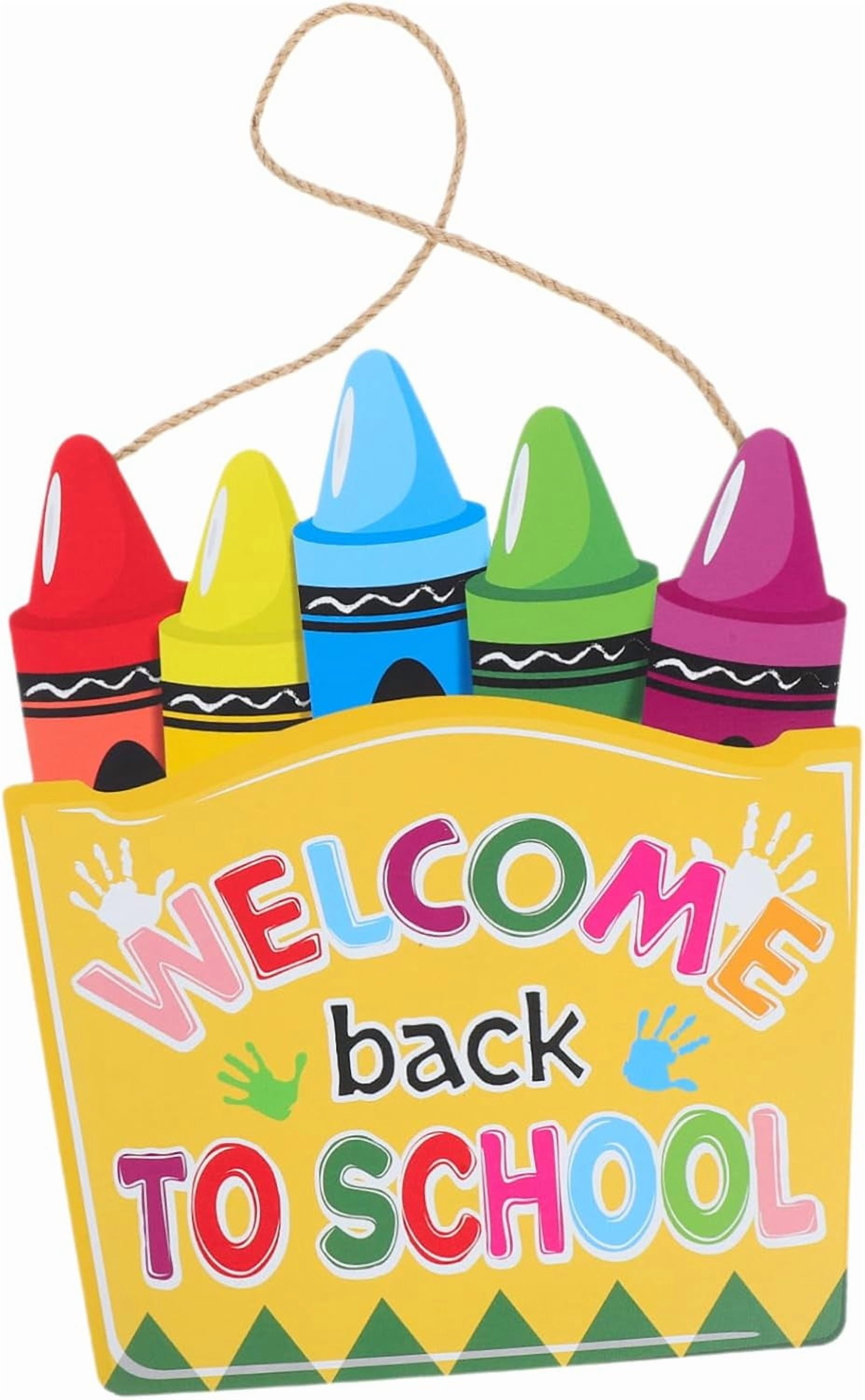 Colorful Back to School Wooden Door Sign Cute Crayon Decorative Hangs ...