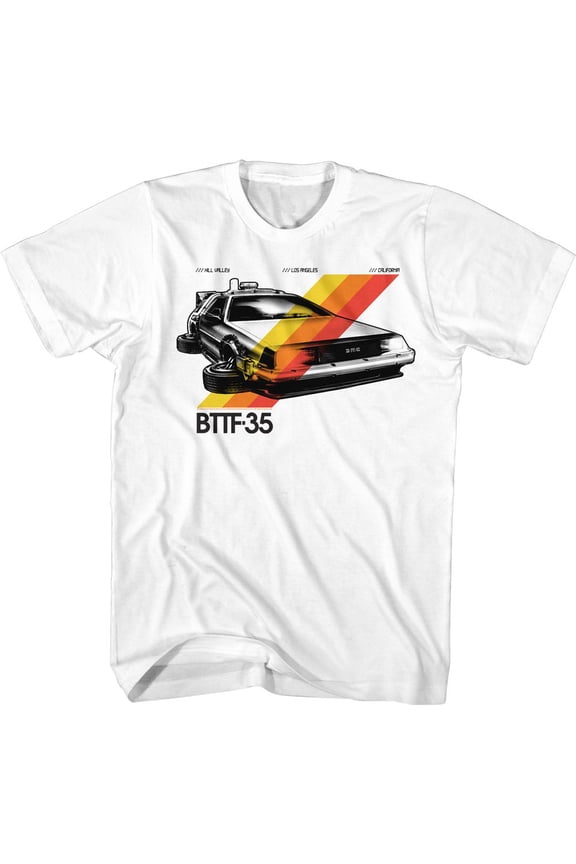 Back To The Future BTTF 35 Stripes White Adult T-Shirt