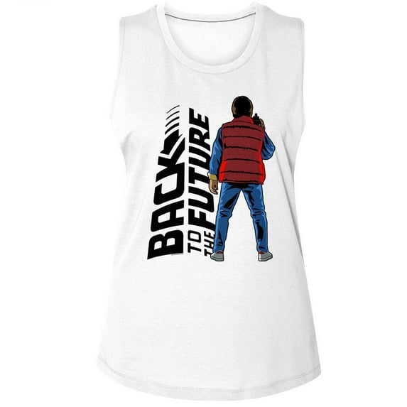 Back To The Future Back To Back White Women's Muscle Tank T-Shirt M