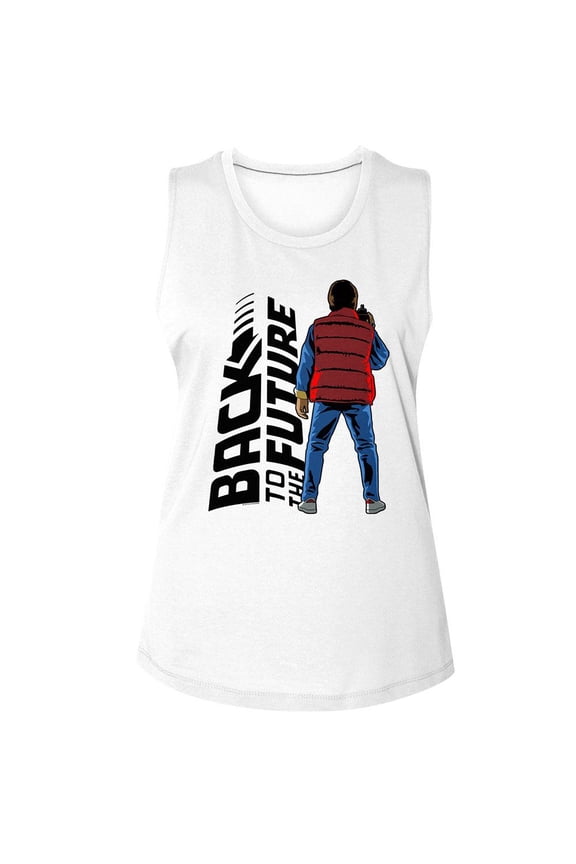 Back To The Future Back To Back White Women's Muscle Tank T-Shirt Xl