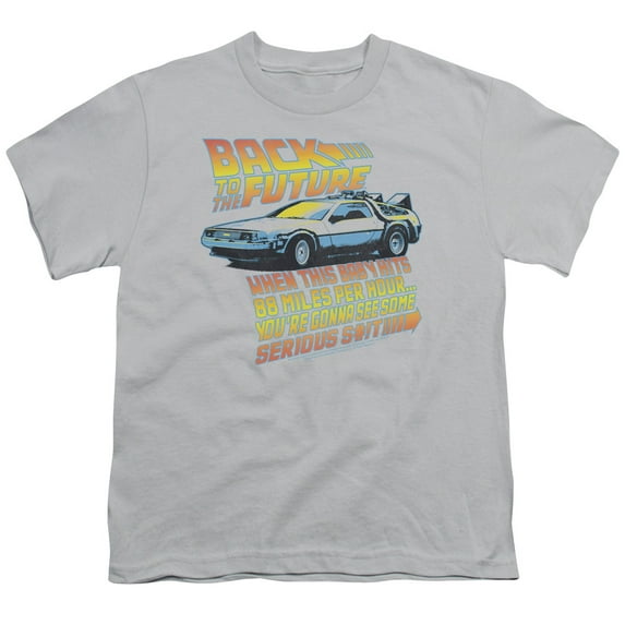 Back To The Future Boys' 88 Mph Youth T-shirt Youth Large Silver