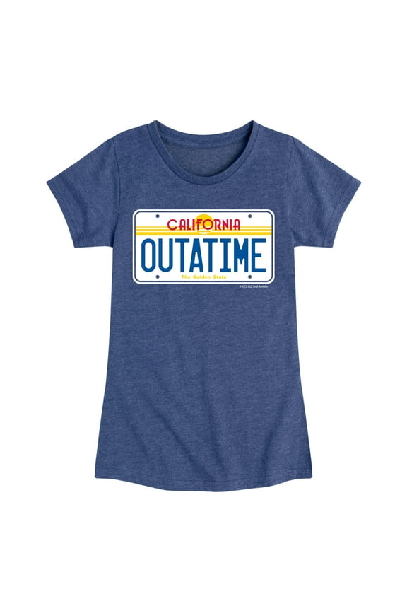 - California License Plate Outtatime - Toddler & Youth Girls Short Sleeve Graphic T-Shirt