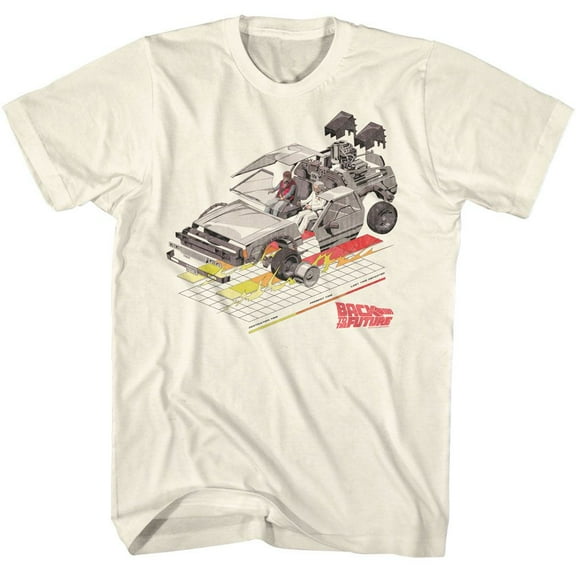 Back To The Future Car With Grid Natural Adult T-Shirt Xl