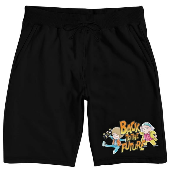 Back To The Future Chib Marty & Doc Men's Black Sleep Pajama Shorts-Large
