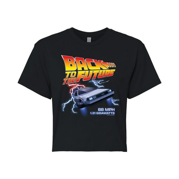 Back To The Future - DeLorean 88 MPH 1.21 Gigawatts - Juniors Cropped Cotton Blend T-Shirt
