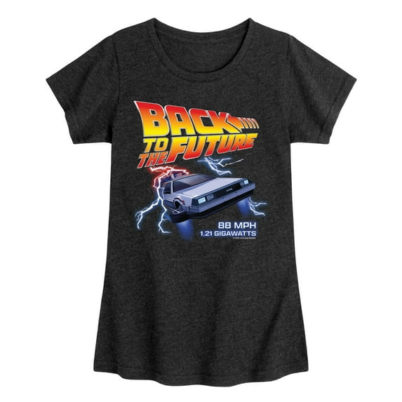 Back To The Future - DeLorean 88 MPH 1.21 Gigawatts - Toddler & Youth Girls Short Sleeve Graphic T-Shirt