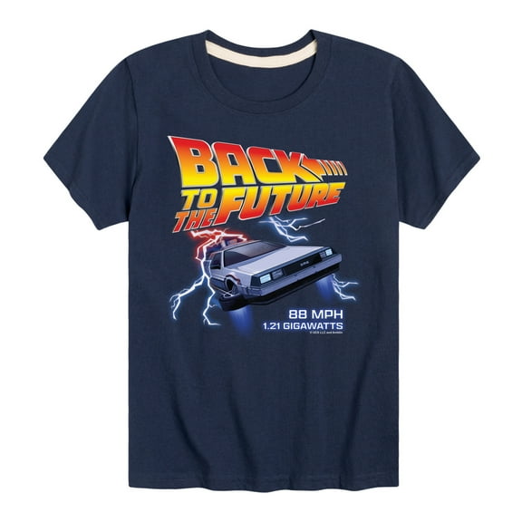 Back To The Future - DeLorean 88 MPH 1.21 Gigawatts - Toddler & Youth Short Sleeve Graphic T-Shirt