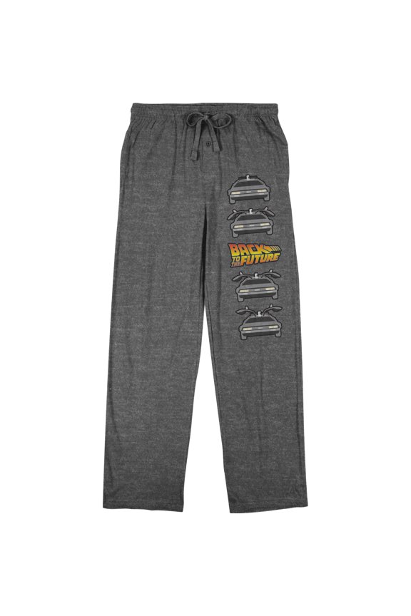 Back To The Future Delorean Men's Heather Gray Sleep Pajama Pants-Small