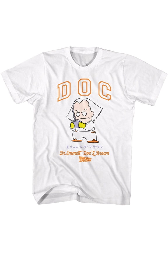 Back To The Future Doc Cartoon Character White Adult T-Shirt 3Xl
