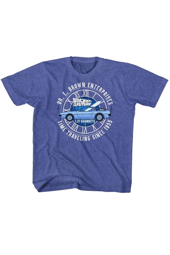 Back To The Future Dr E Brown Enterprises Royal Heather Youth T-Shirt