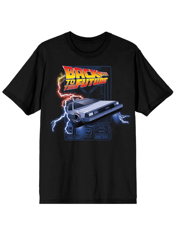 Back To The Future Flying Car Short Sleeve Tee for Men-XL