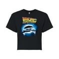thumbnail image 1 of Back To The Future - Flying DeLorean - Juniors Cropped Cotton Blend T-Shirt, 1 of 4