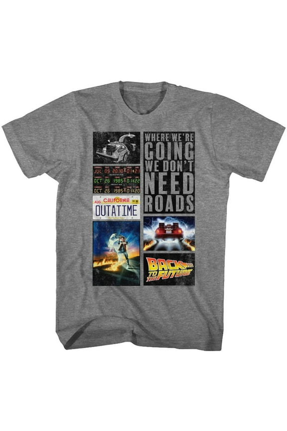 Back To The Future Future Hits Graphite Heather Adult T-Shirt