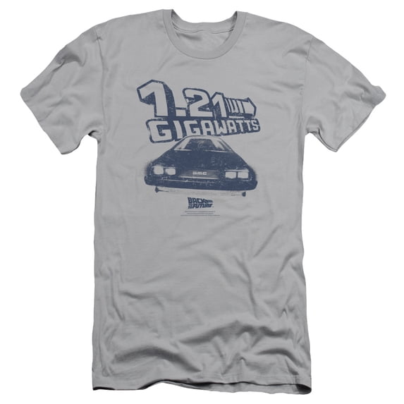 Back To The Future Gigawatts Adult 30/1 T-Shirt Silver