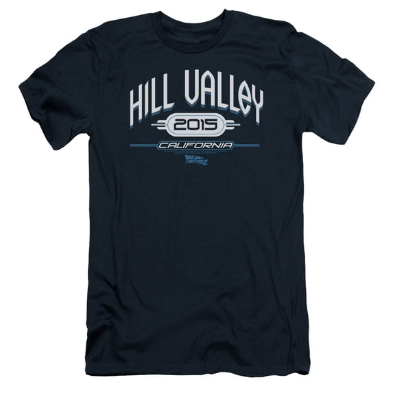 Back To The Future II Hill Valley 2015 S/S Adult 30/1 T-Shirt Navy