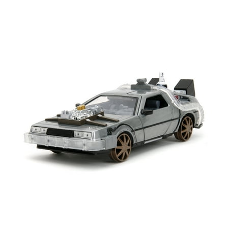 Jada Back to The Future Part 3 Time Machine with Train Wheels – 1:24 Scale Die-Cast Movie Replica, Ages 8+, Model Vehicles