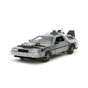 Jada Back to The Future Part 3 Time Machine with Train Wheels   124 Scale Die-Cast Movie Replica, Ages 8+, Model Vehicles