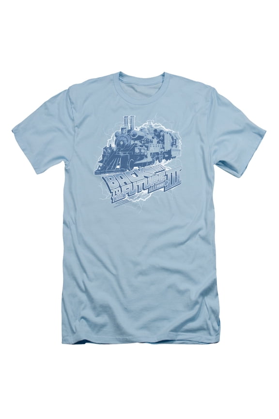 Back To The Future III Time Train S/S Adult 30/1 T-Shirt Light Blue
