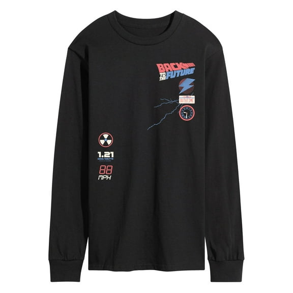 Back To The Future - License Plate And Icon - Men's Long Sleeve Graphic T-Shirt