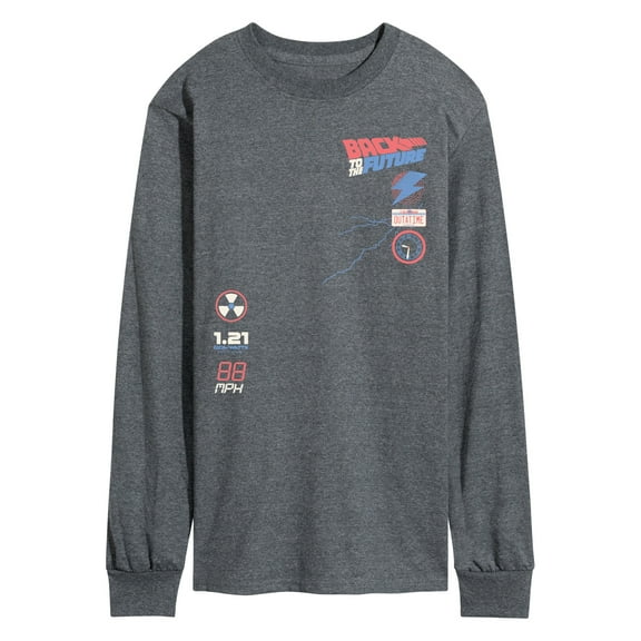 Back To The Future - License Plate And Icon - Men's Long Sleeve Graphic T-Shirt