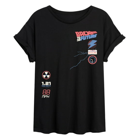 Back To The Future - License Plate And Icon - Women's Oversized Graphic T-Shirt