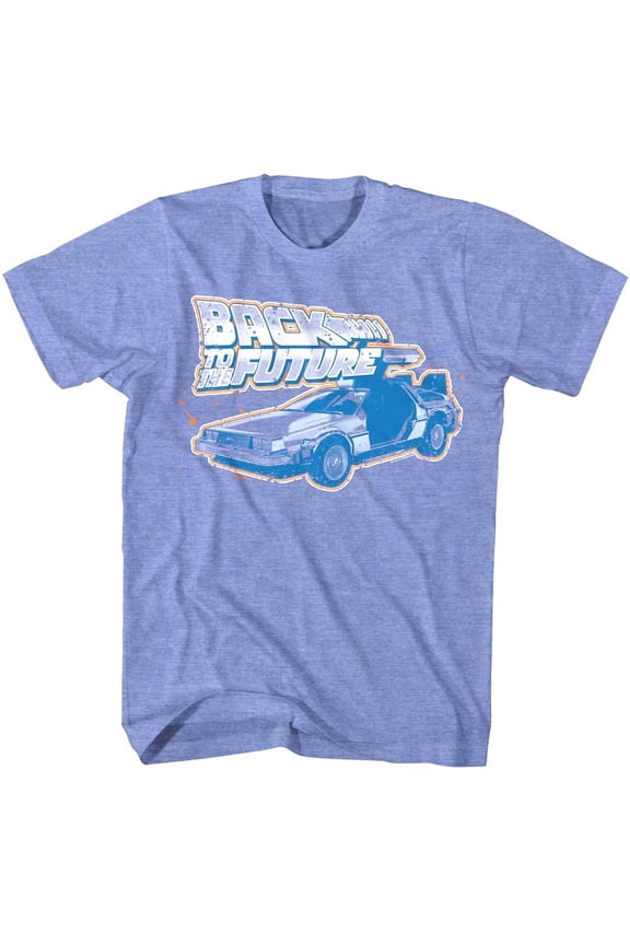 Back To The Future Gullwing Door Men's T Shirt (LightBlueHeather, AdultXL)