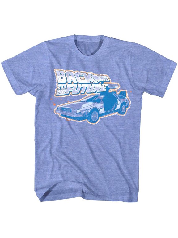 Back To The Future Gullwing Door Men's T Shirt (LightBlueHeather, AdultXL)