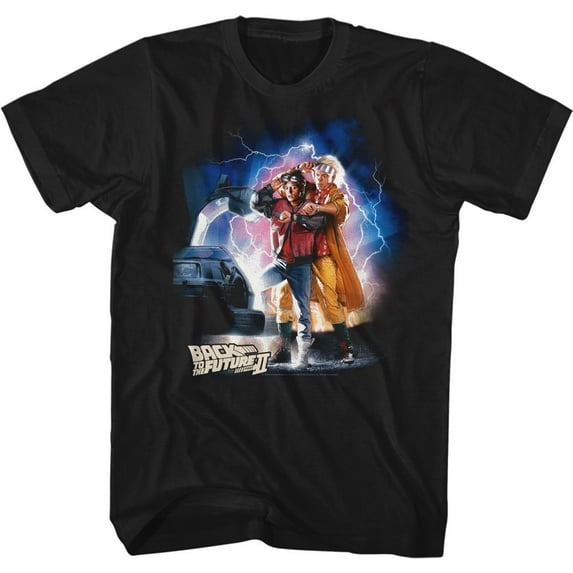 Back To The Future McFly Doc Car Lightning Black Adult T-Shirt