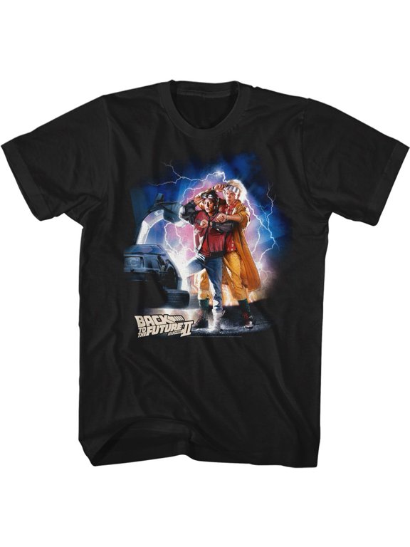 Back To The Future McFly Doc Car Lightning Black Adult T-Shirt