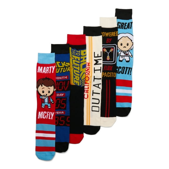 Back To The Future Men's Crew Socks, 6-Pack, Shoe Sizes 8-12